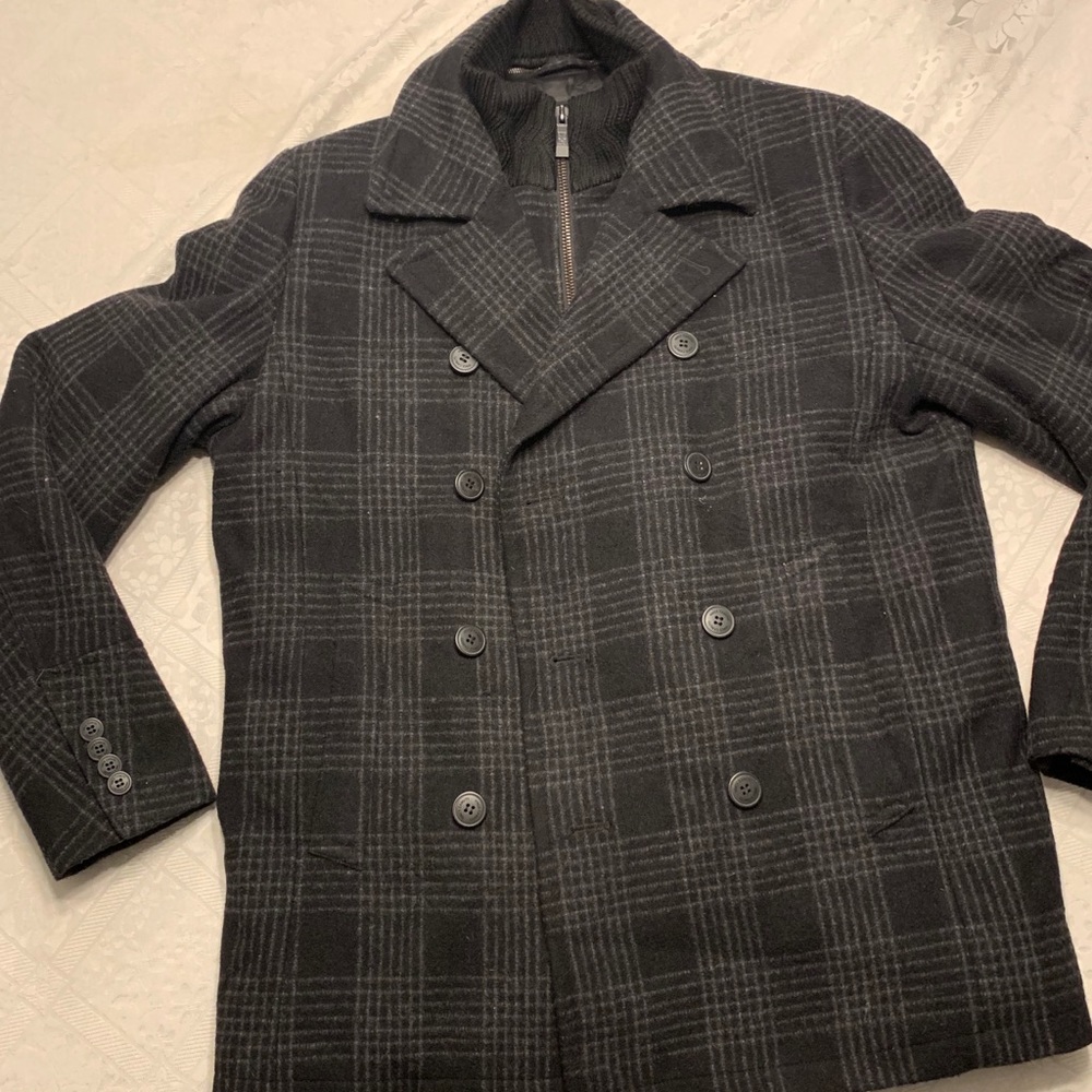 Vince Camuto Classic Plaid wool Peacoat